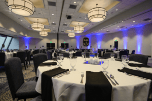 Corporate event lighting production setup